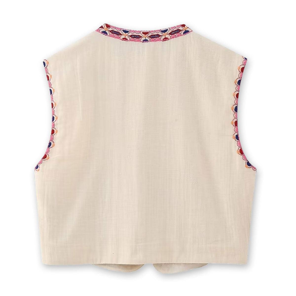 Pink Blooms Boho Floral Embroidered Vest