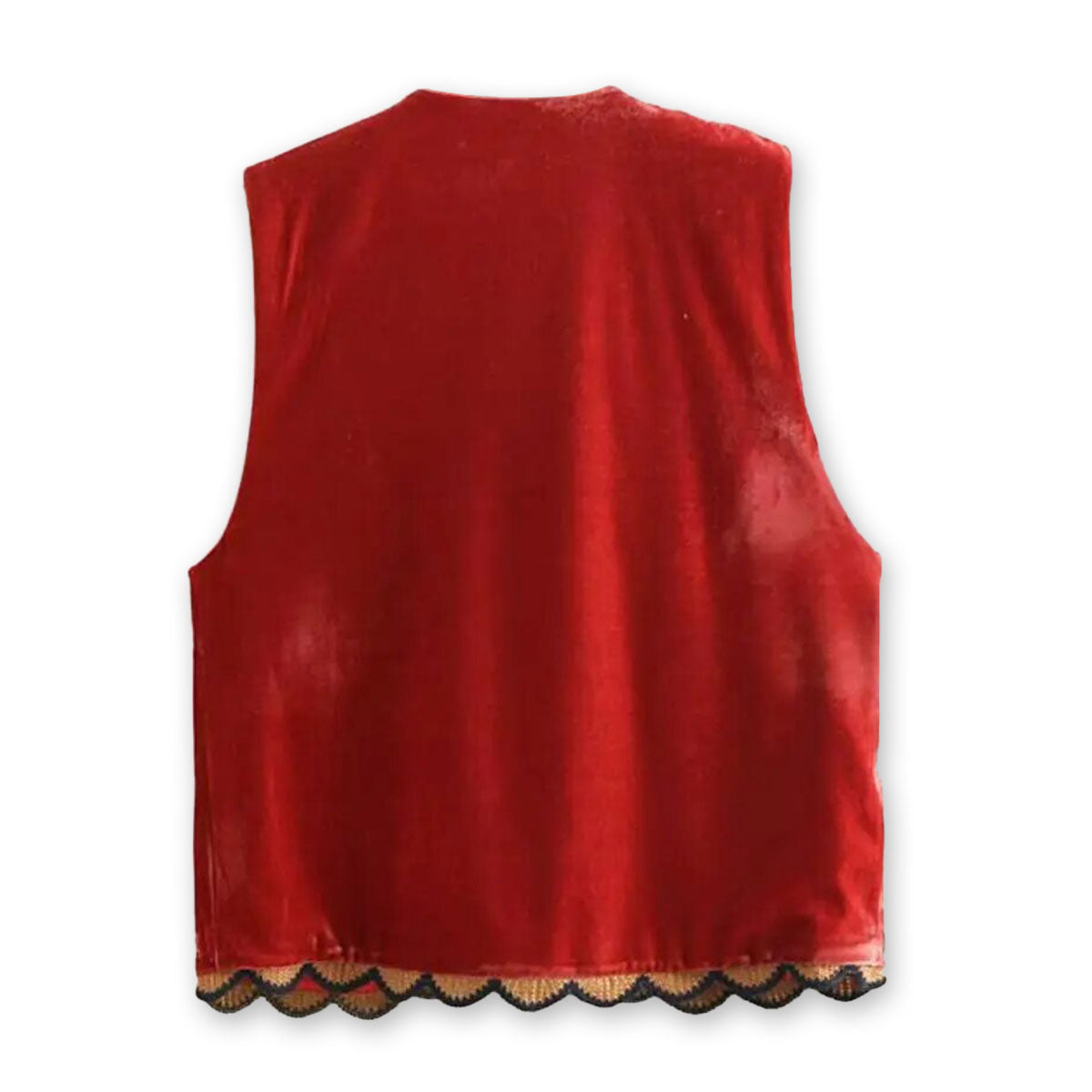 Red Boho Floral Embroidered Vest