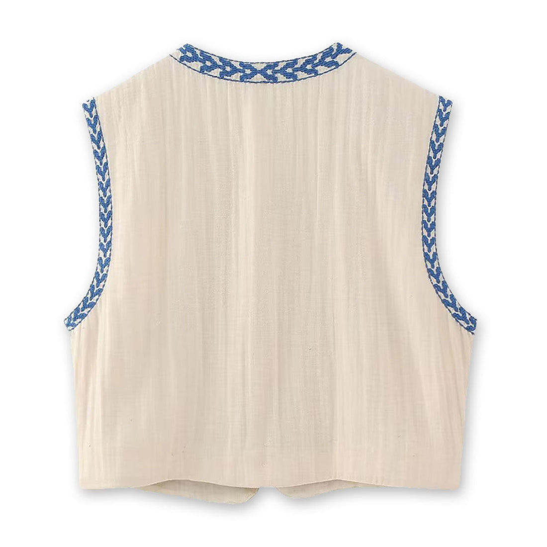 Blue Blooms Boho Floral Embroidered Vest