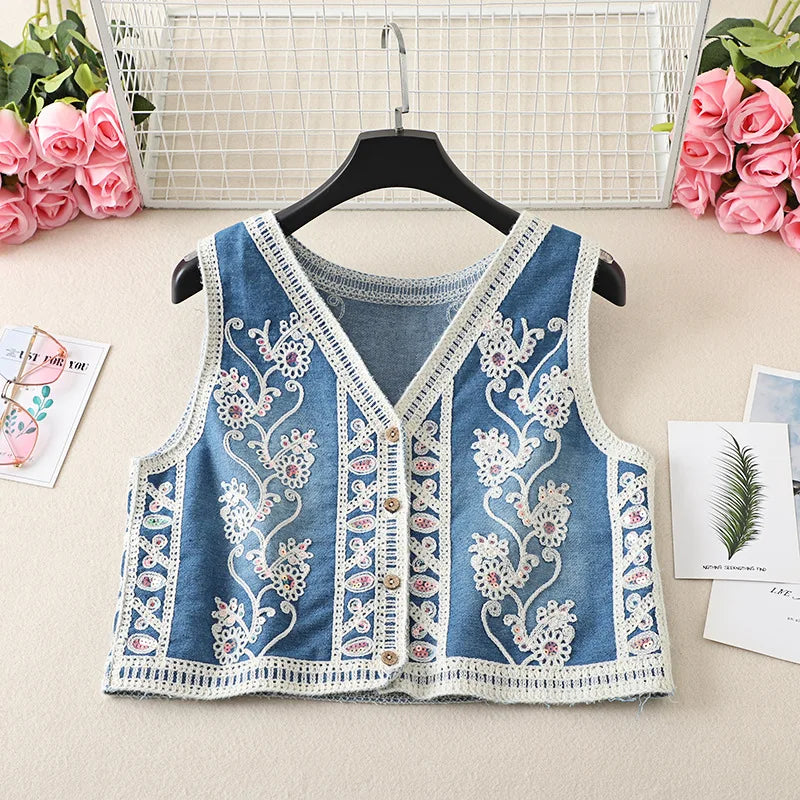 Shimmer Dreams Boho Embroidered Sequin Vest
