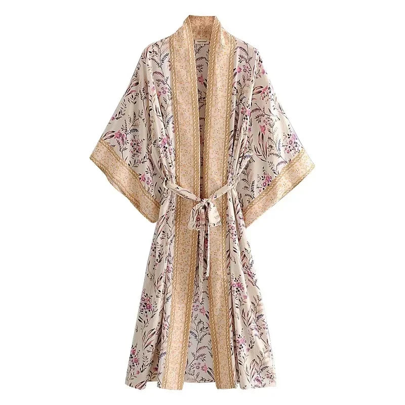 Mint to Bloom Boho Kimono Maxi Robe