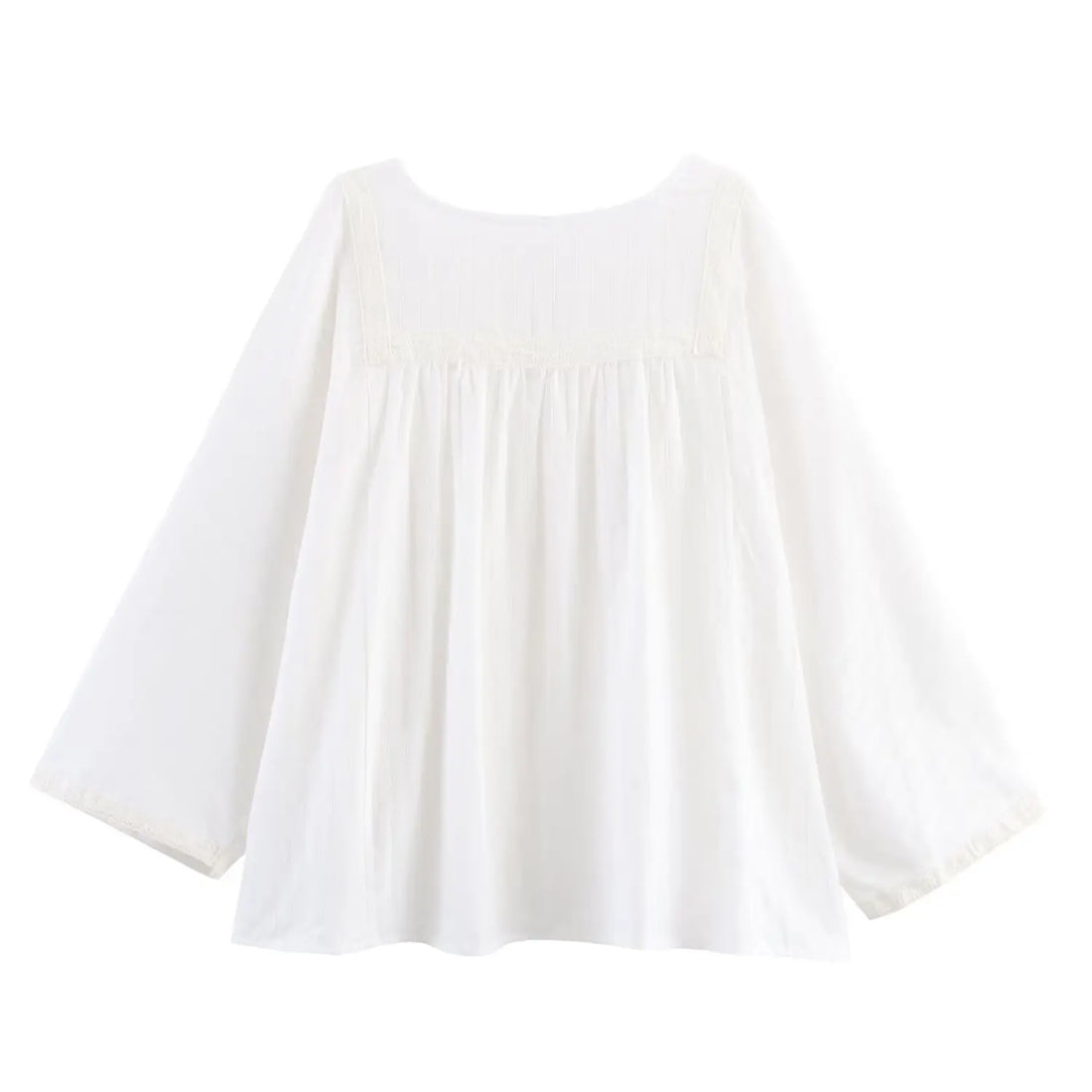 Lace Whisper Semi-Sheer Boho Button-Up Blouse