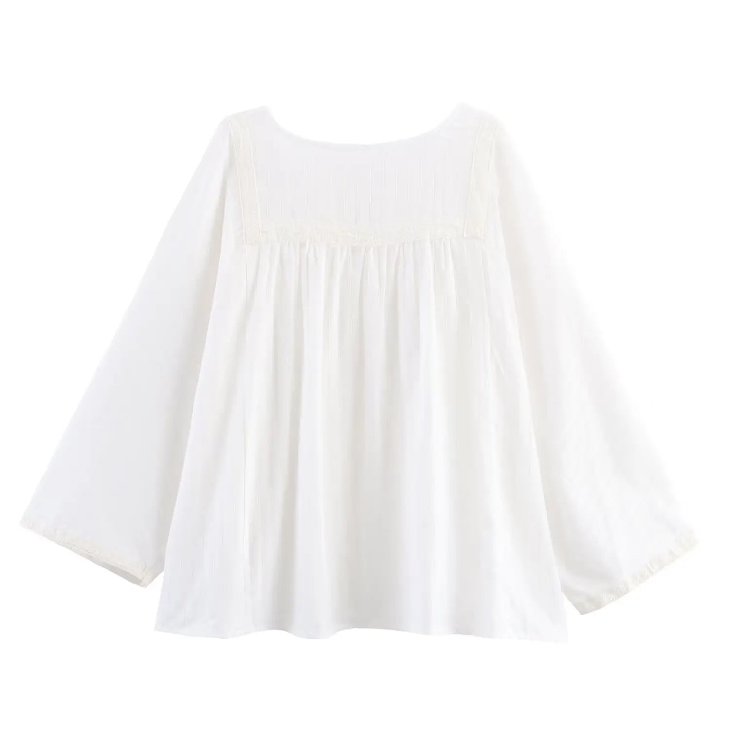 Lace Whisper Semi-Sheer Boho Button-Up Blouse