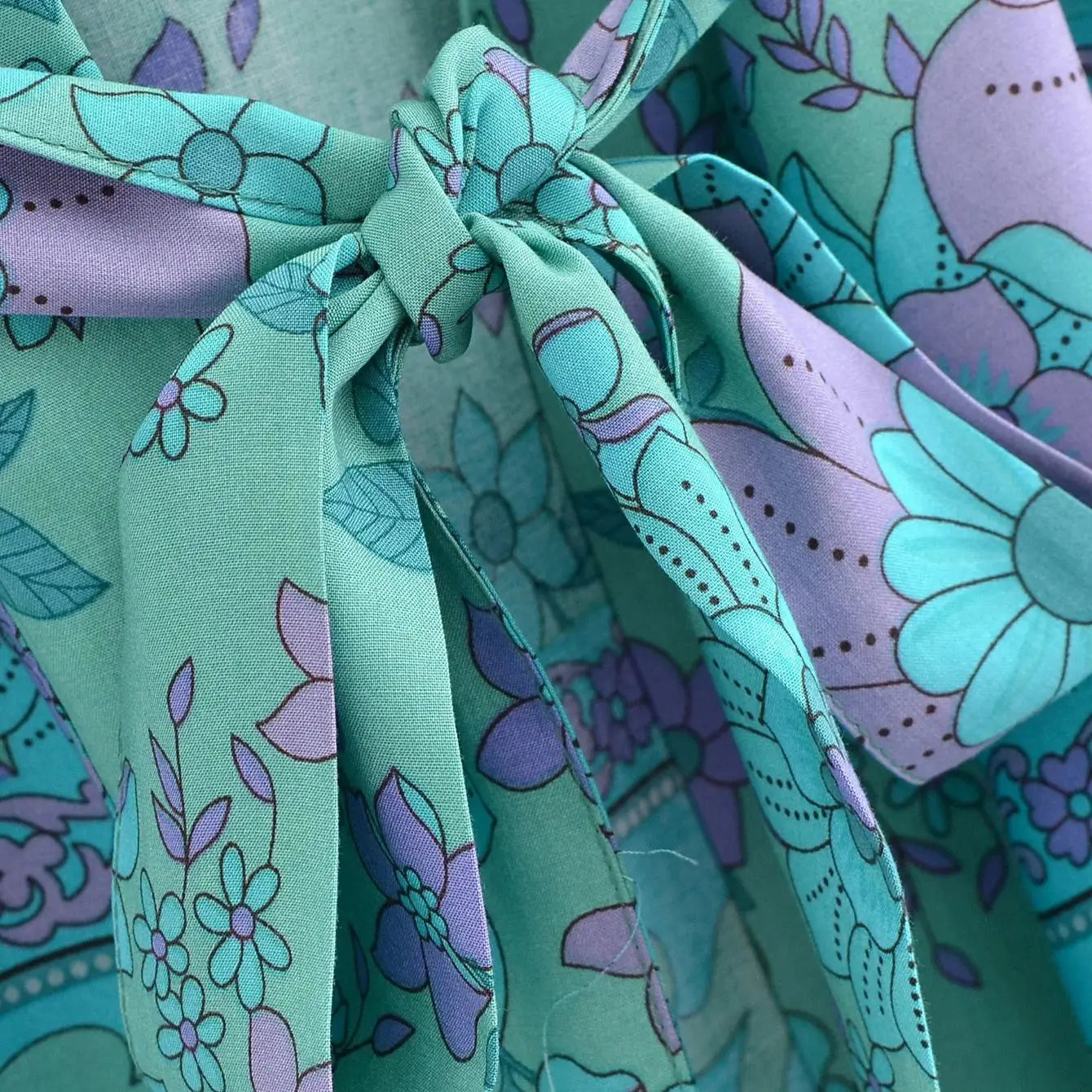 Turquoise Bloom Boho Floral Print Short Robe