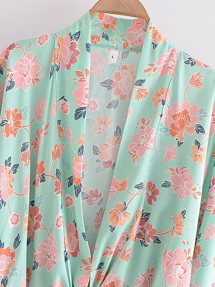 Mint to Be Boho Floral Print Crop Top