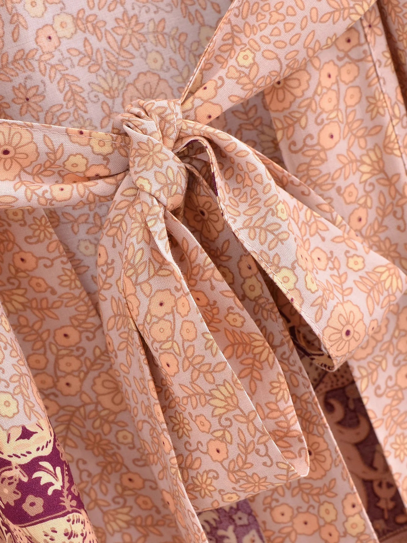 Coral Serenade Boho Floral Print Short Robe