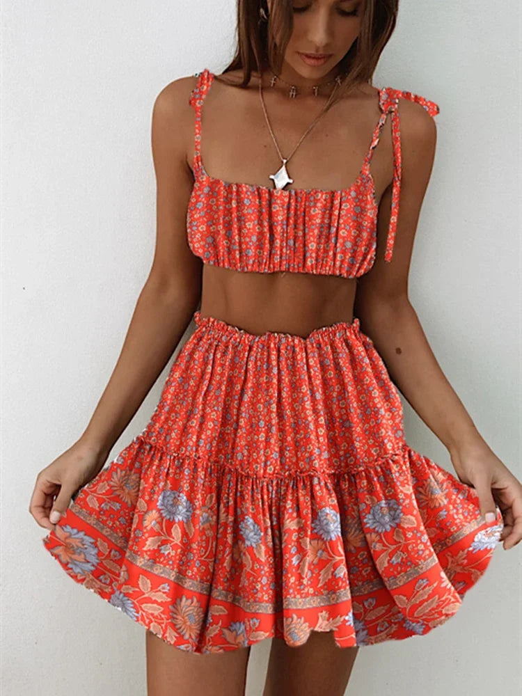 Garden Blooms Floral Print Mini Skirt