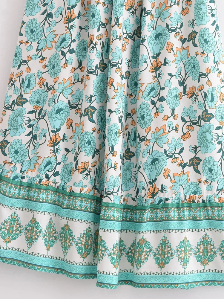 Floral Bliss Boho Floral Print Maxi Skirt