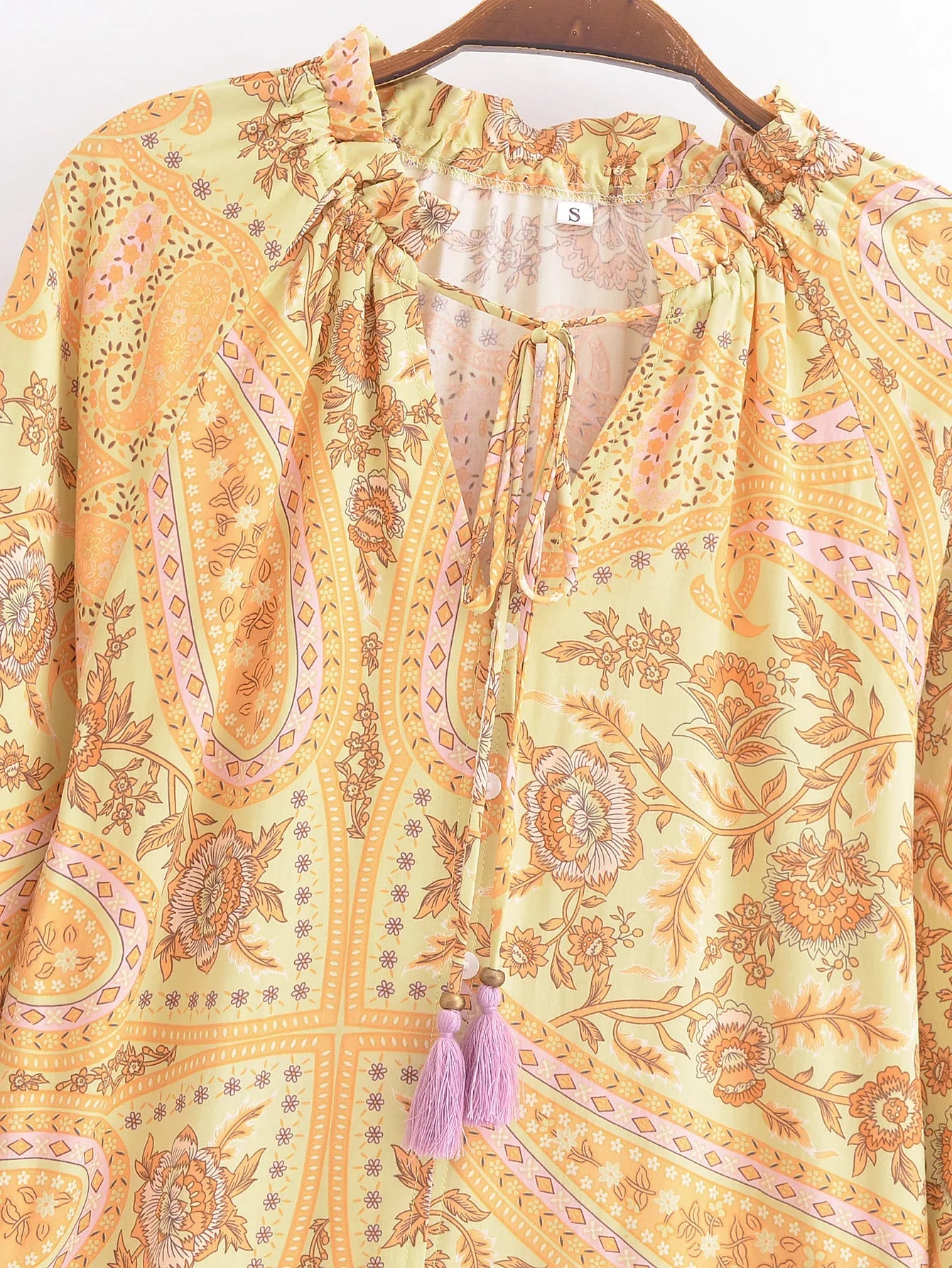 Sun-Kissed Bloom Boho Floral Print Long Sleeve Blouse