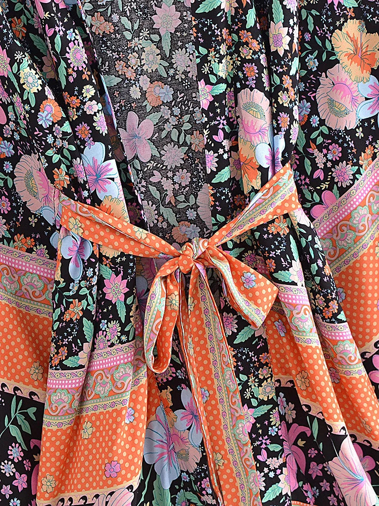 Hibiscus Dream Boho Floral Print Short Robe