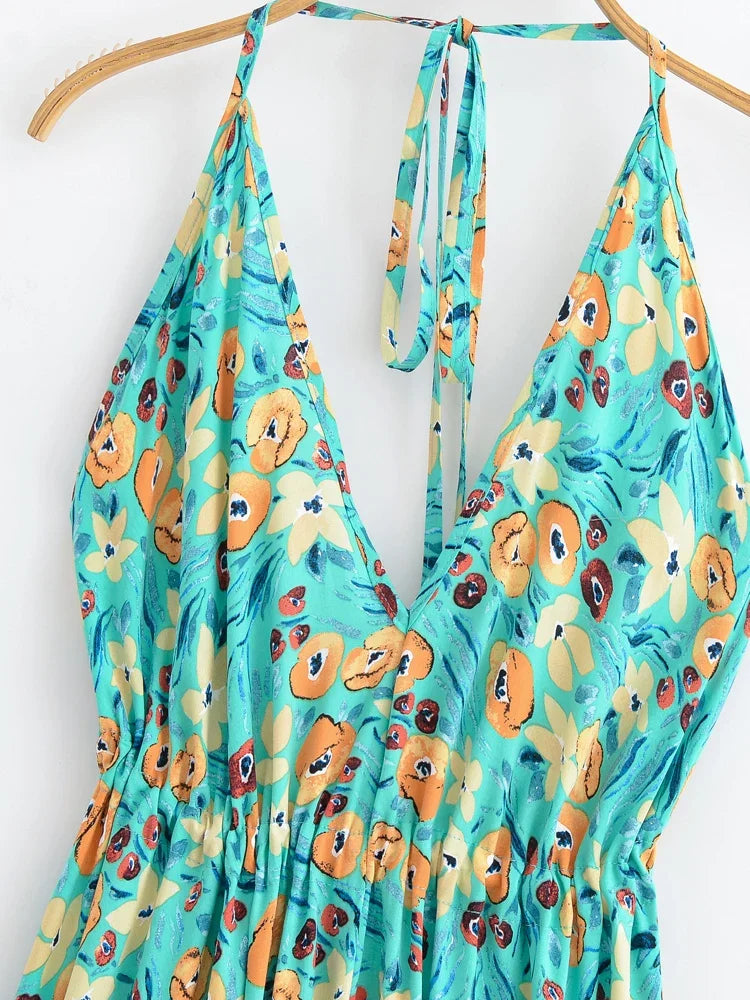 Enchanted Blooms Boho Floral Print Maxi Dress