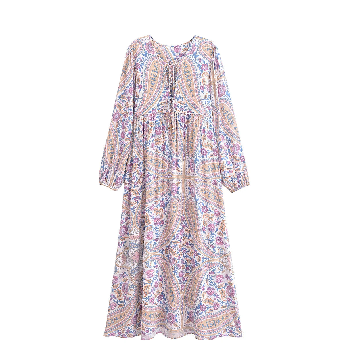 Lavender Daydream Boho Floral Print Maxi Dress