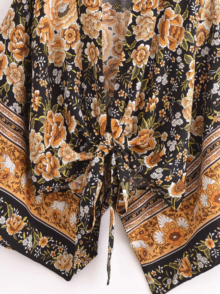 Dark Horse Boho Floral Print Crop Top