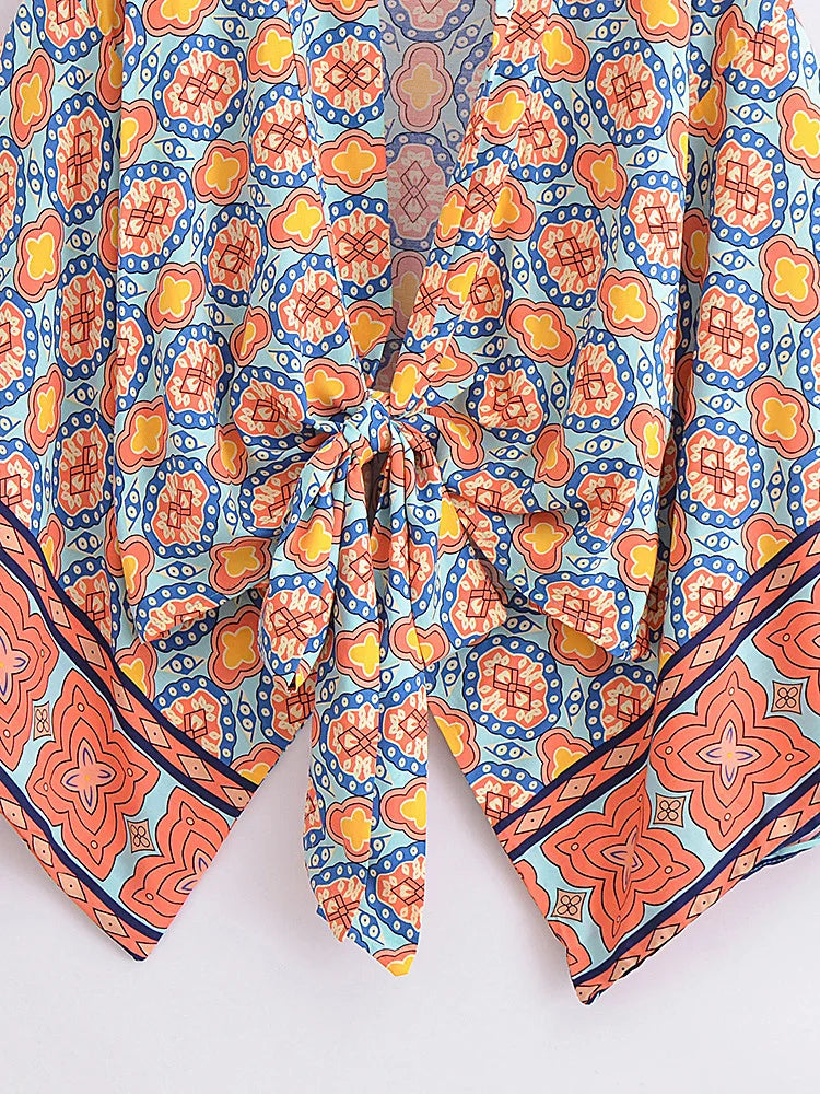 Blue Daze Boho Floral Print Crop Top