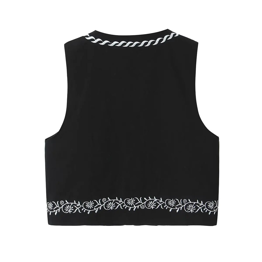 Black Paisley Boho Floral Embroidered Vest