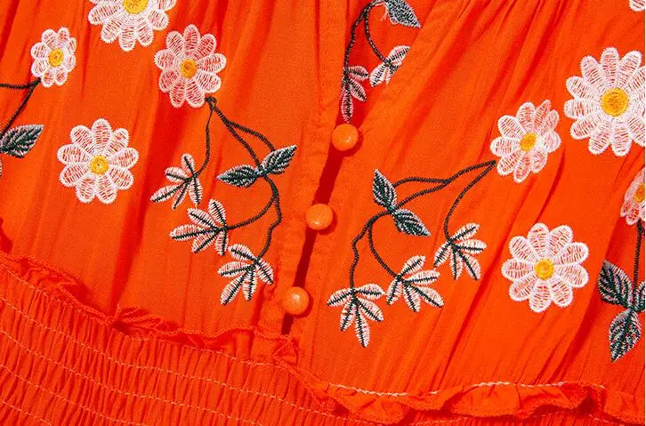 Sunset Blossom Floral Embroidered Maxi Dress