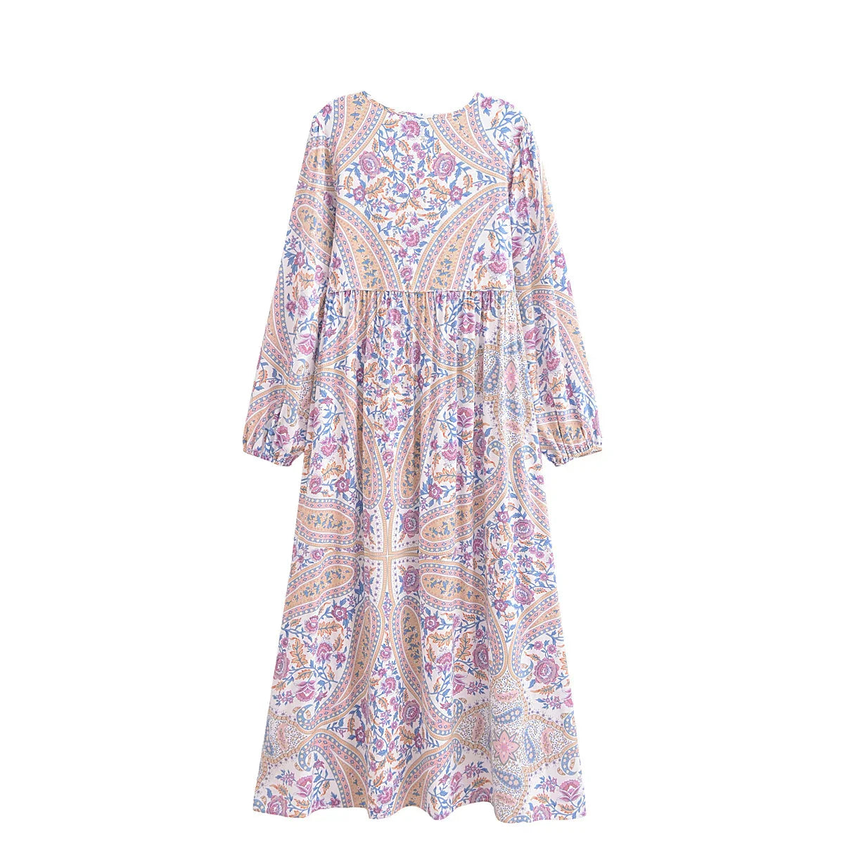 Lavender Daydream Boho Floral Print Maxi Dress