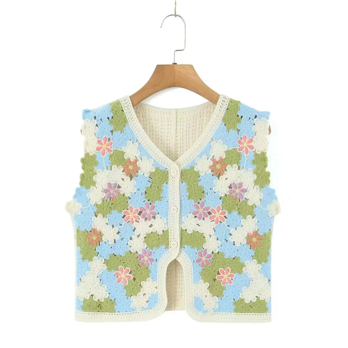 Dreamy Blossoms Boho Knit Vest