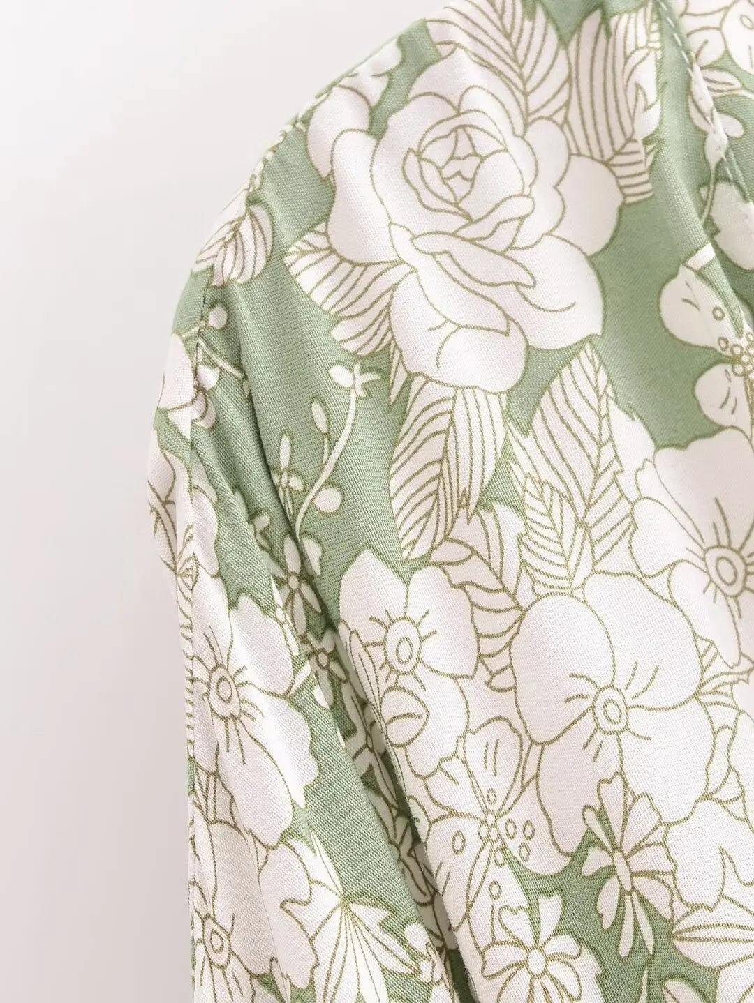 Sagewood Bloom Boho Floral Print Short Robe