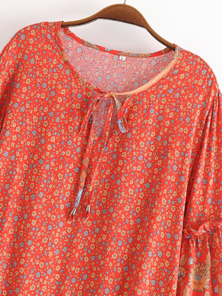 Wild Blooms Boho Floral Print Mini Dress