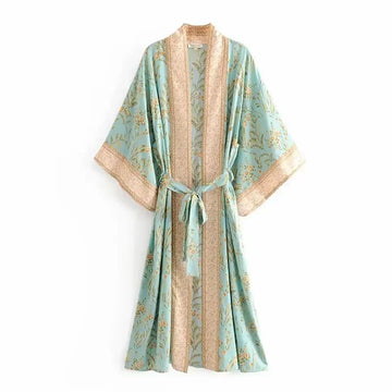 Mint to Bloom Boho Kimono Maxi Robe