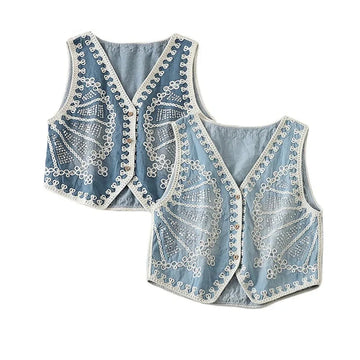 Starlight Dreams Boho Embroidered Sequin Vest