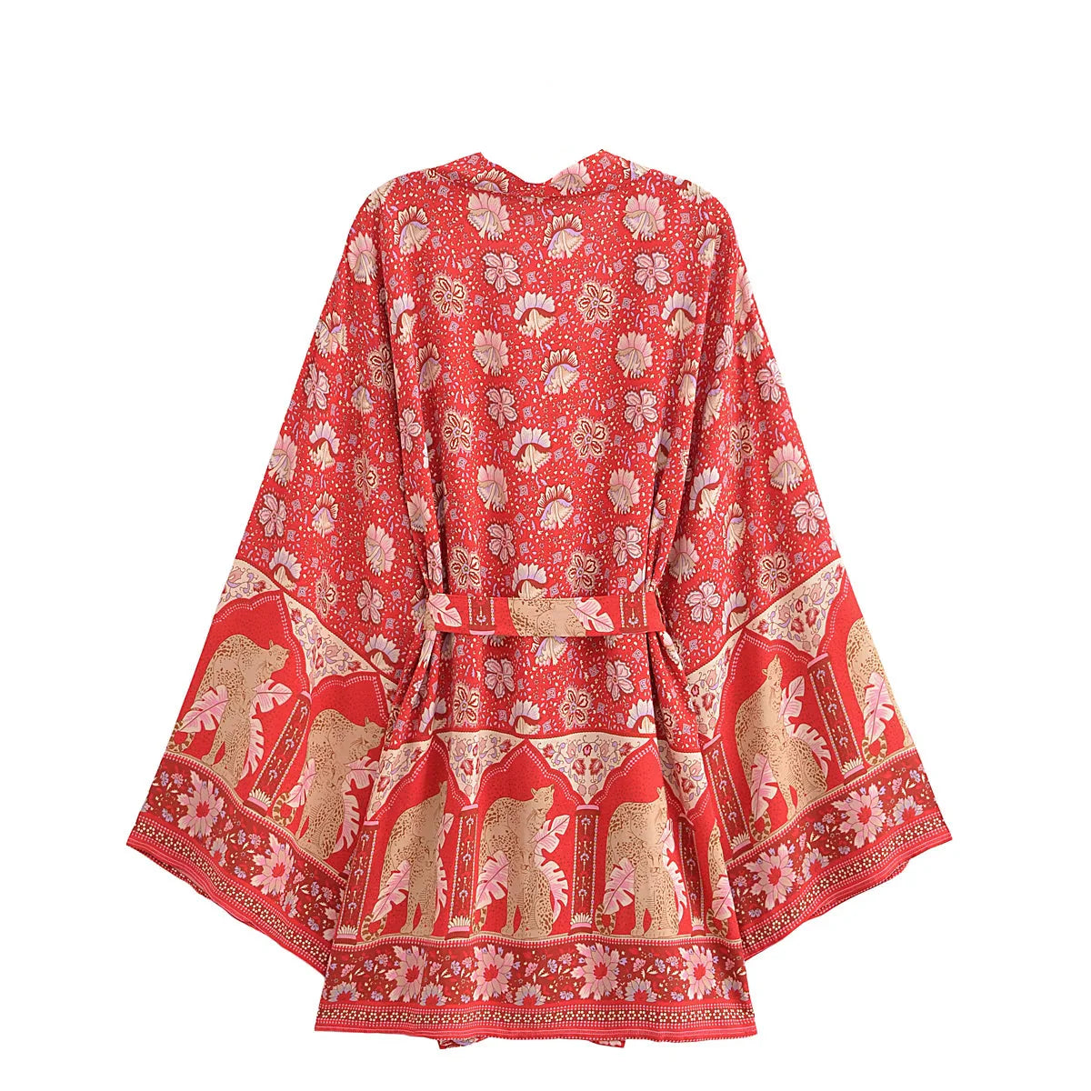 Wild Savannah Boho Floral Print Short Robe