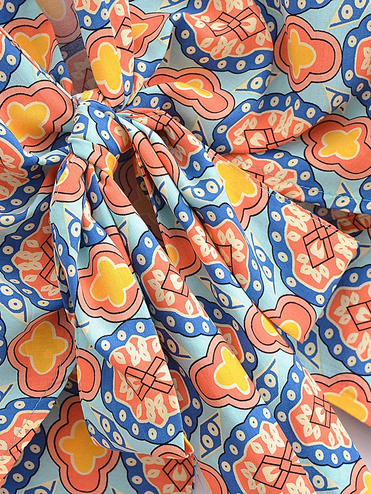 Blue Daze Boho Floral Print Crop Top