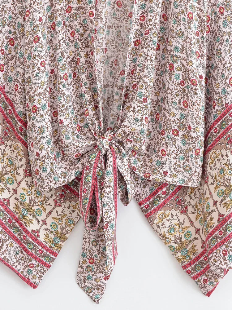 Rosewater Bloom Boho Floral Print Crop Top