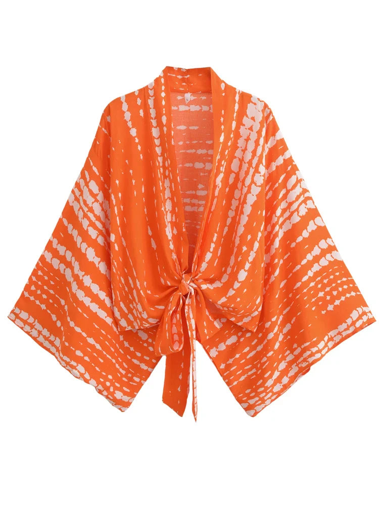 Tangerine Tide Boho Crop Top