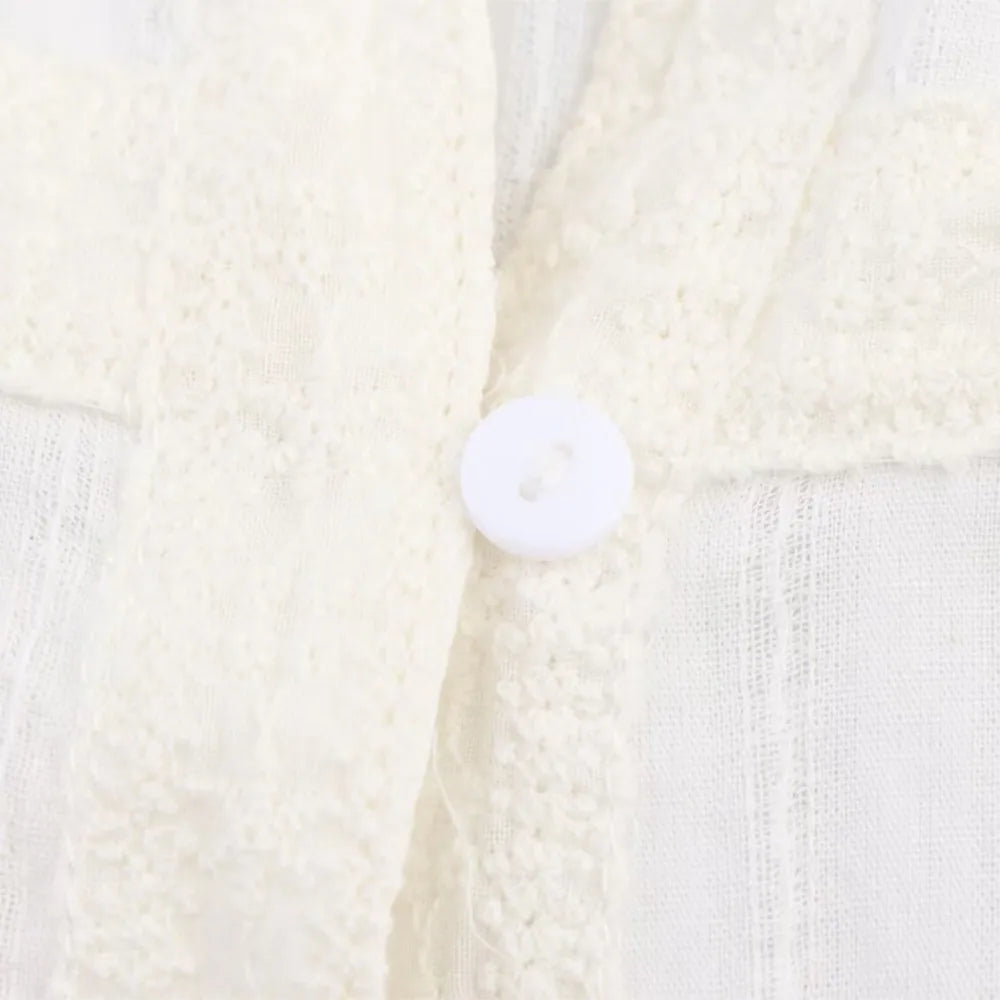 Lace Whisper Semi-Sheer Boho Button-Up Blouse