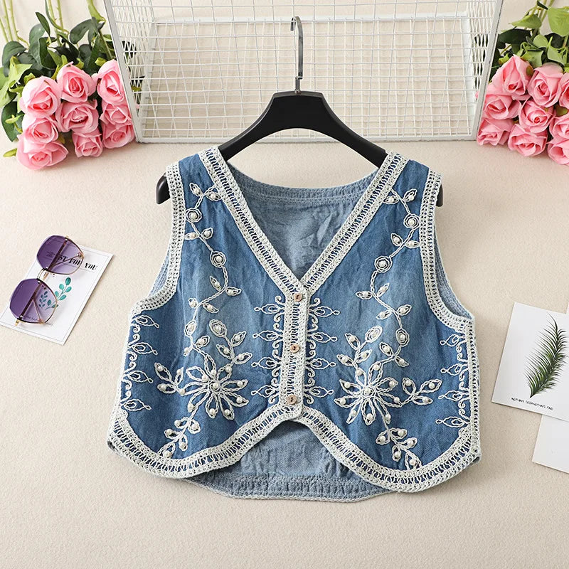 Pearl Dreams Boho Embroidered Vest