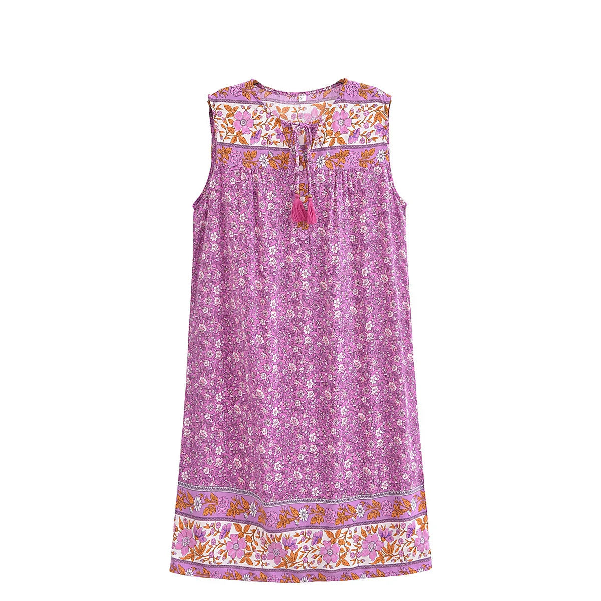 Rosy Pink Boho Floral Print Mini Dress