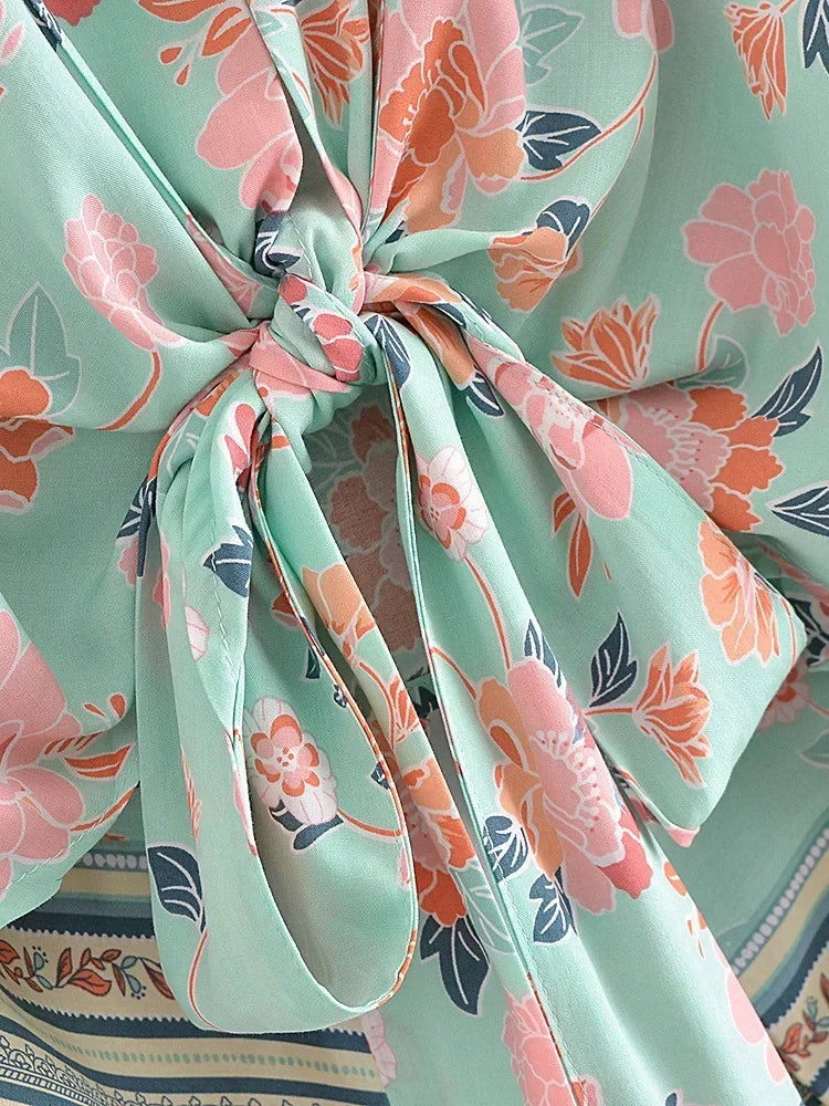 Mint to Be Boho Floral Print Crop Top