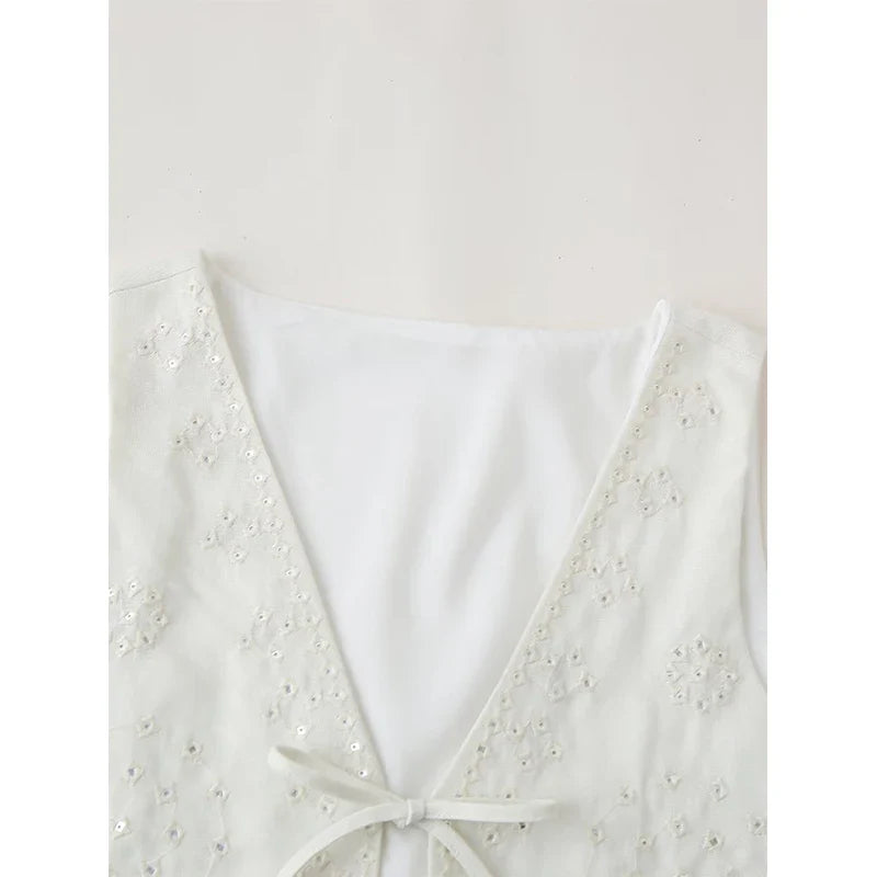 Moonstone Boho Floral Embroidered Vest