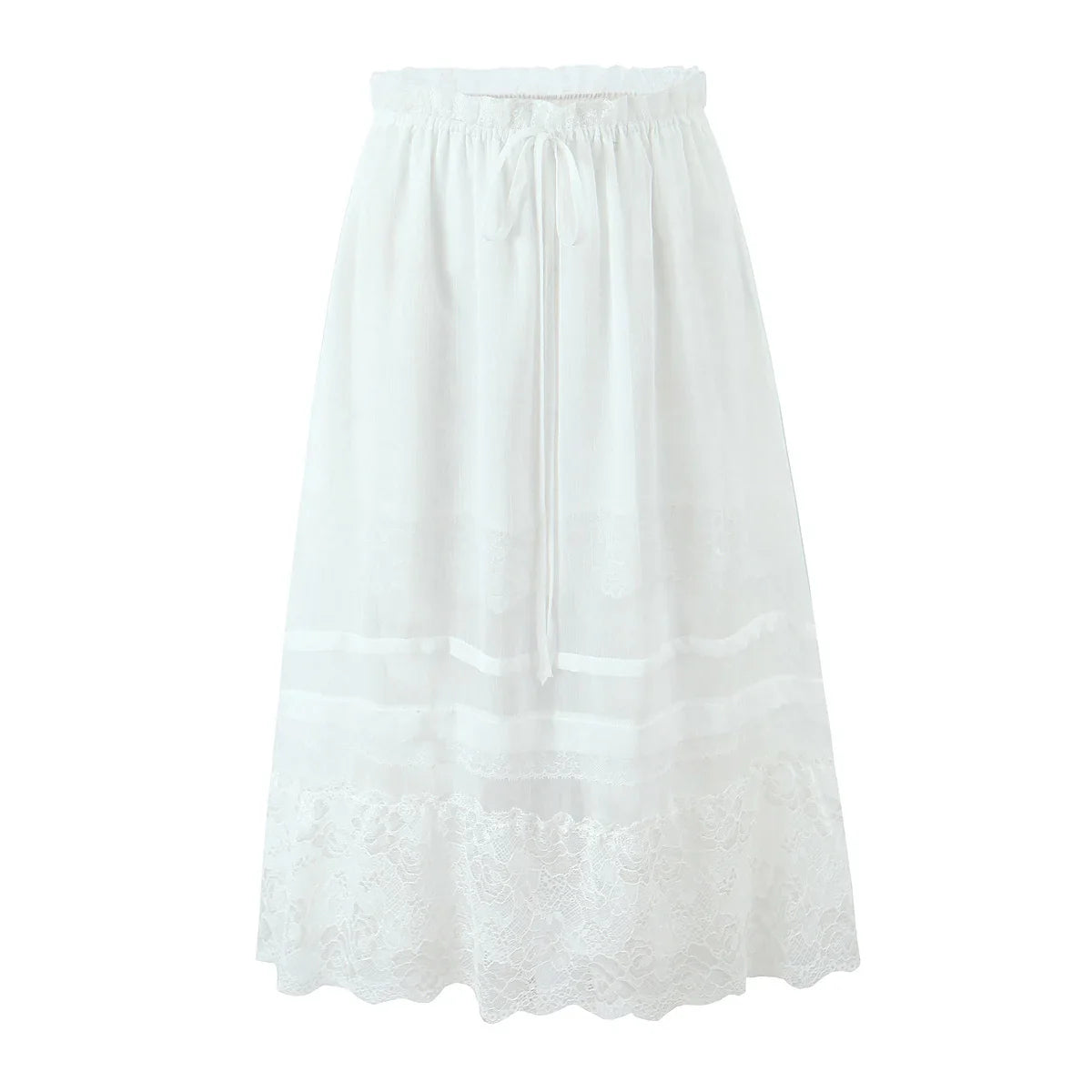 Whispering Lace Semi-Sheer Midi Skirt