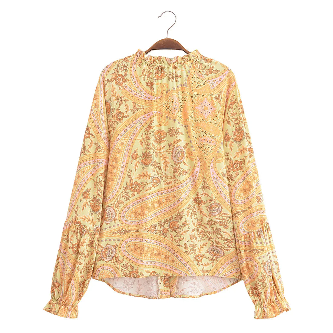Sun-Kissed Bloom Boho Floral Print Long Sleeve Blouse
