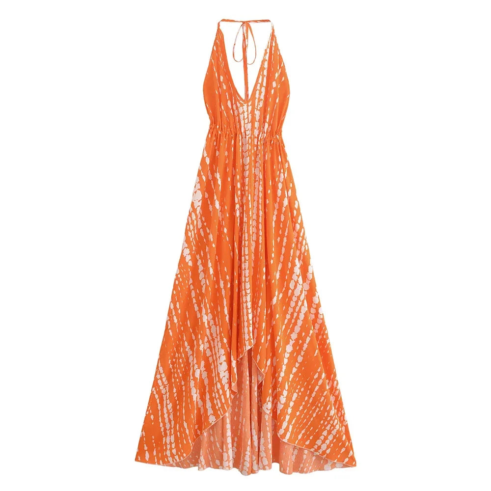 Tangerine Tide Boho Maxi Dress