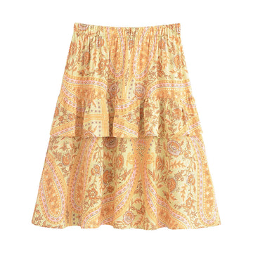 Sun-Kissed Bloom Boho Floral Print Mini Skirt