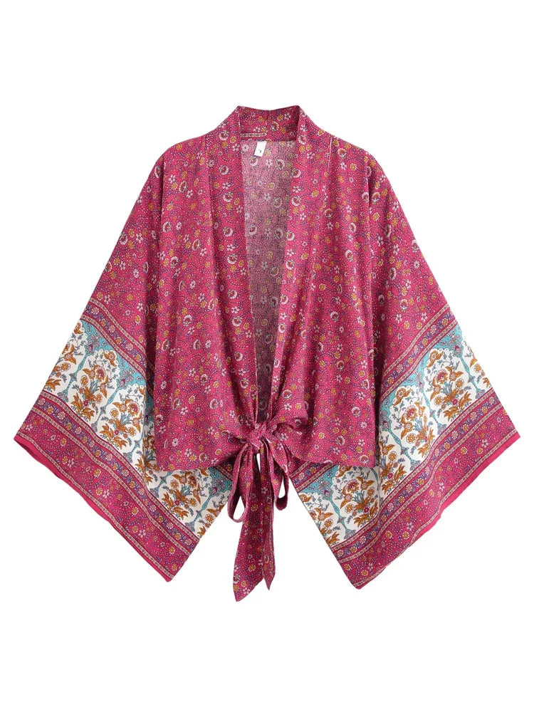 Roseberry Bloom Boho Floral Print Crop Top