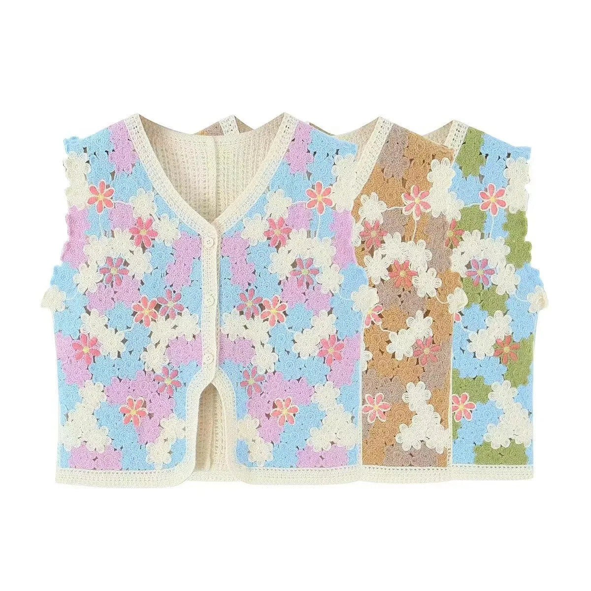Dreamy Blossoms Boho Knit Vest
