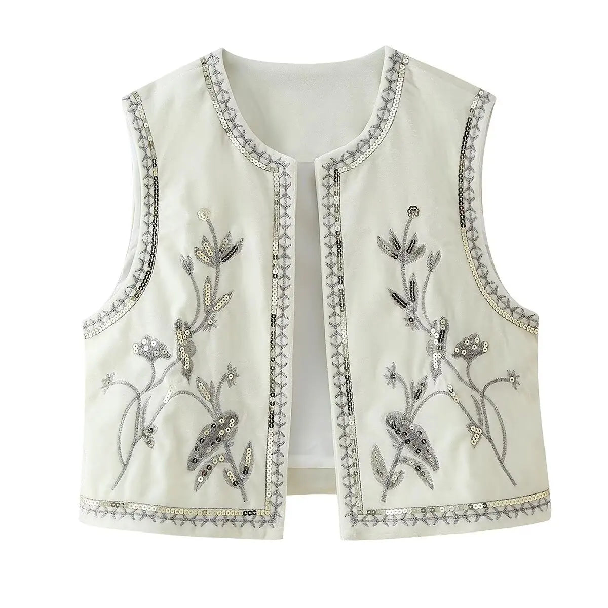 Boho Shimmer Sequin Embroidered Vest