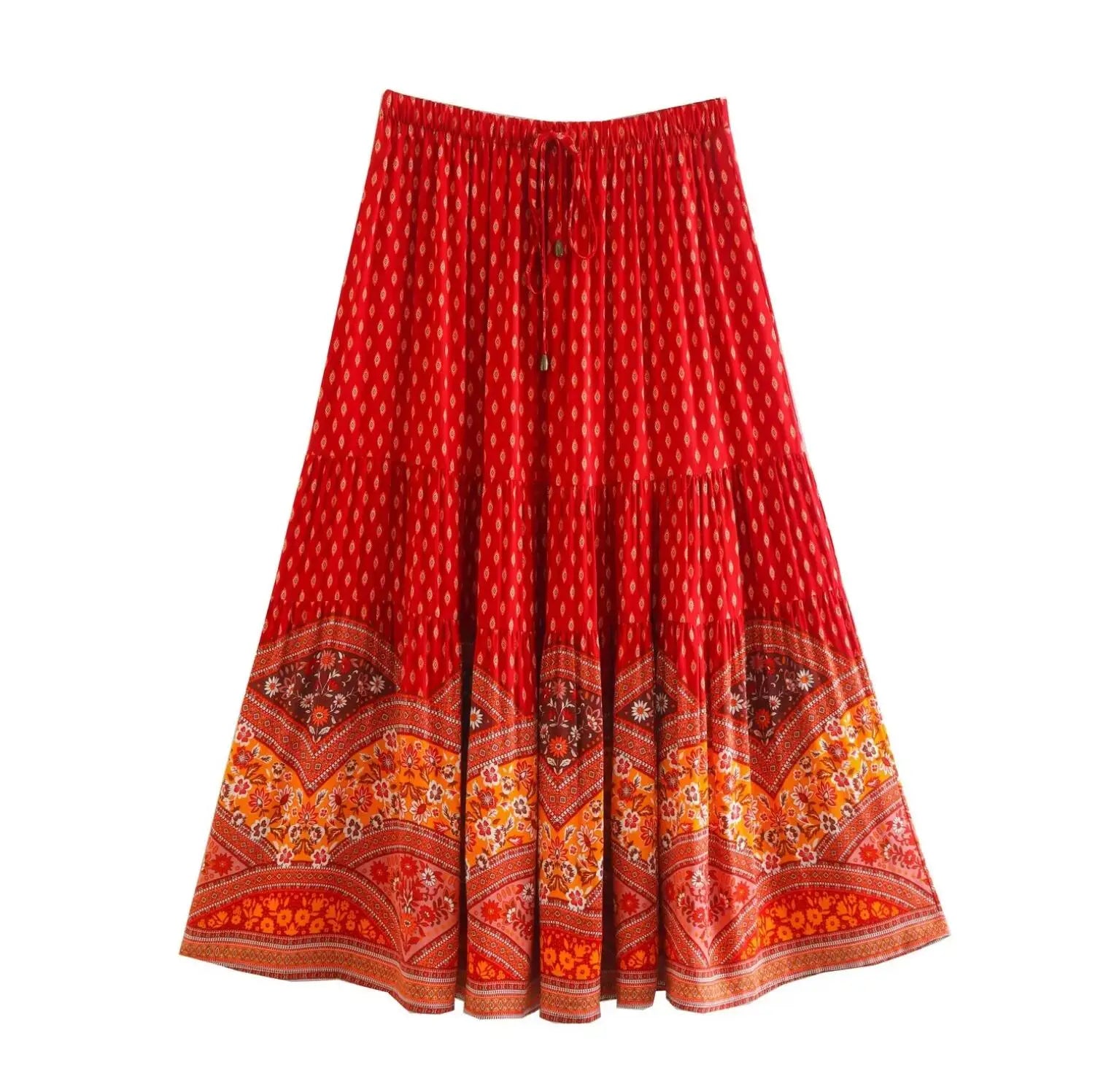 Wandering Hearts Boho Floral Print Midi Skirt