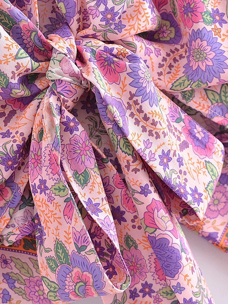 Enchanted Pink Boho Floral Print Crop Top