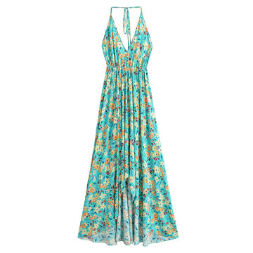 Enchanted Blooms Boho Floral Print Maxi Dress