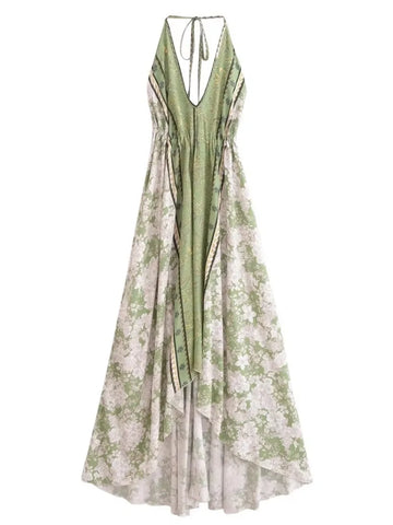 Sagewood Bloom Boho Floral Print Maxi Dress