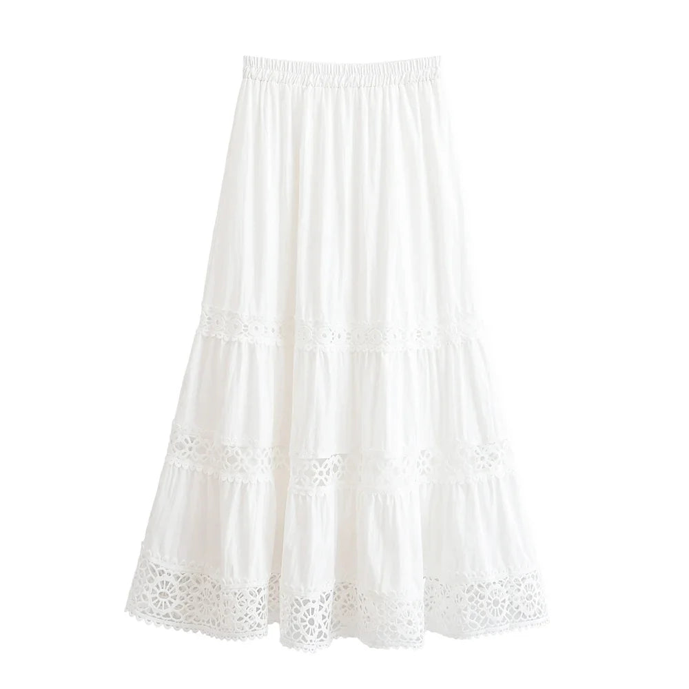 Morning Veil Boho Midi Skirt
