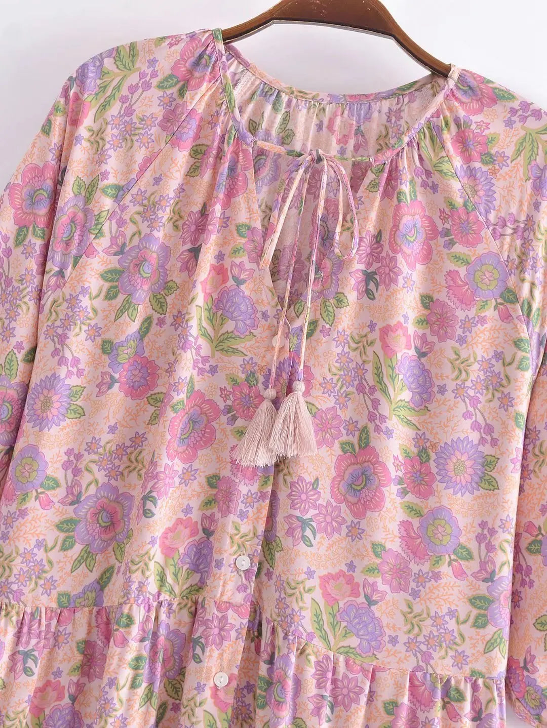 Blush Blossom Boho Floral Print Maxi Dress