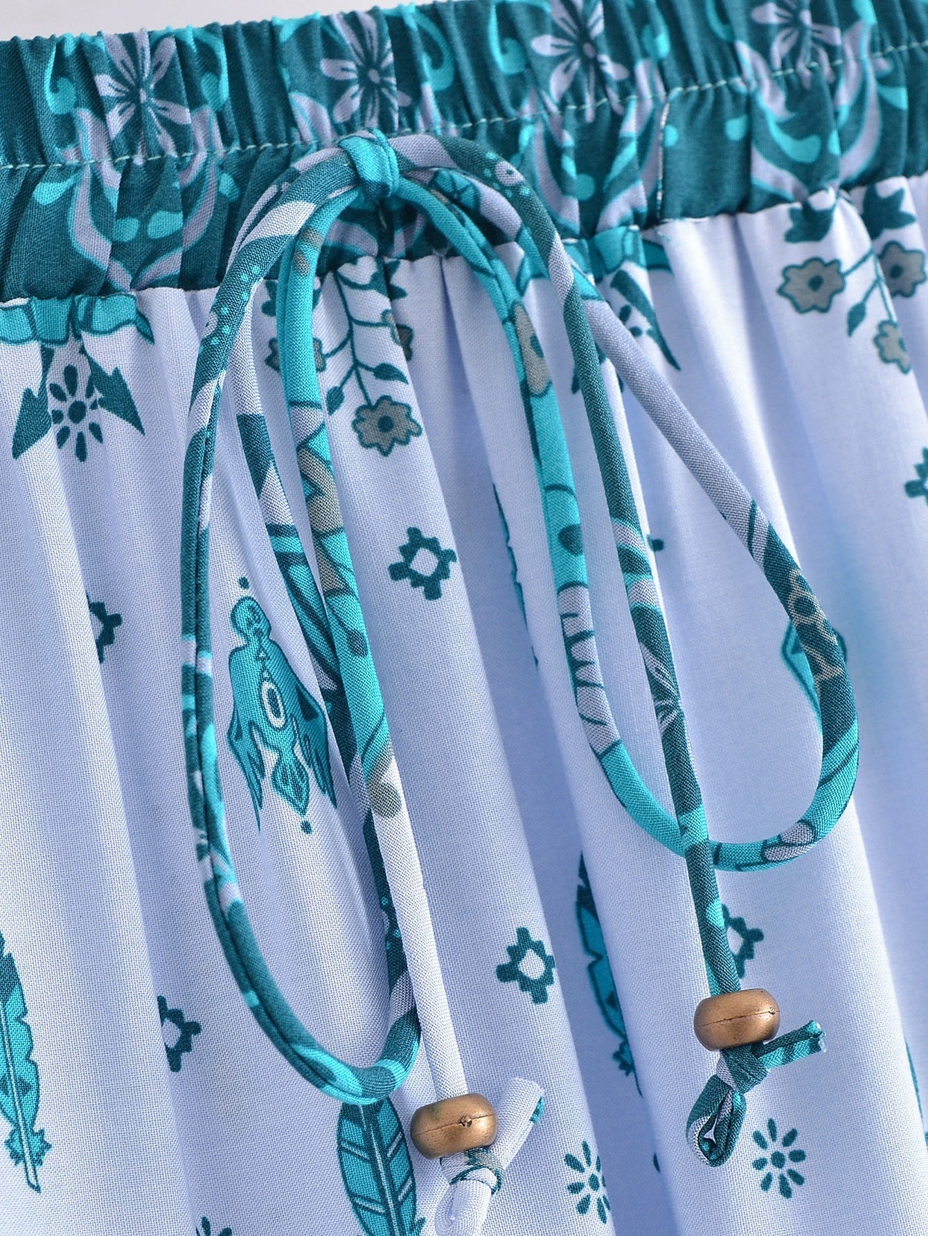 Ethereal Gypsy Feather Floral Print Boho Maxi Skirt