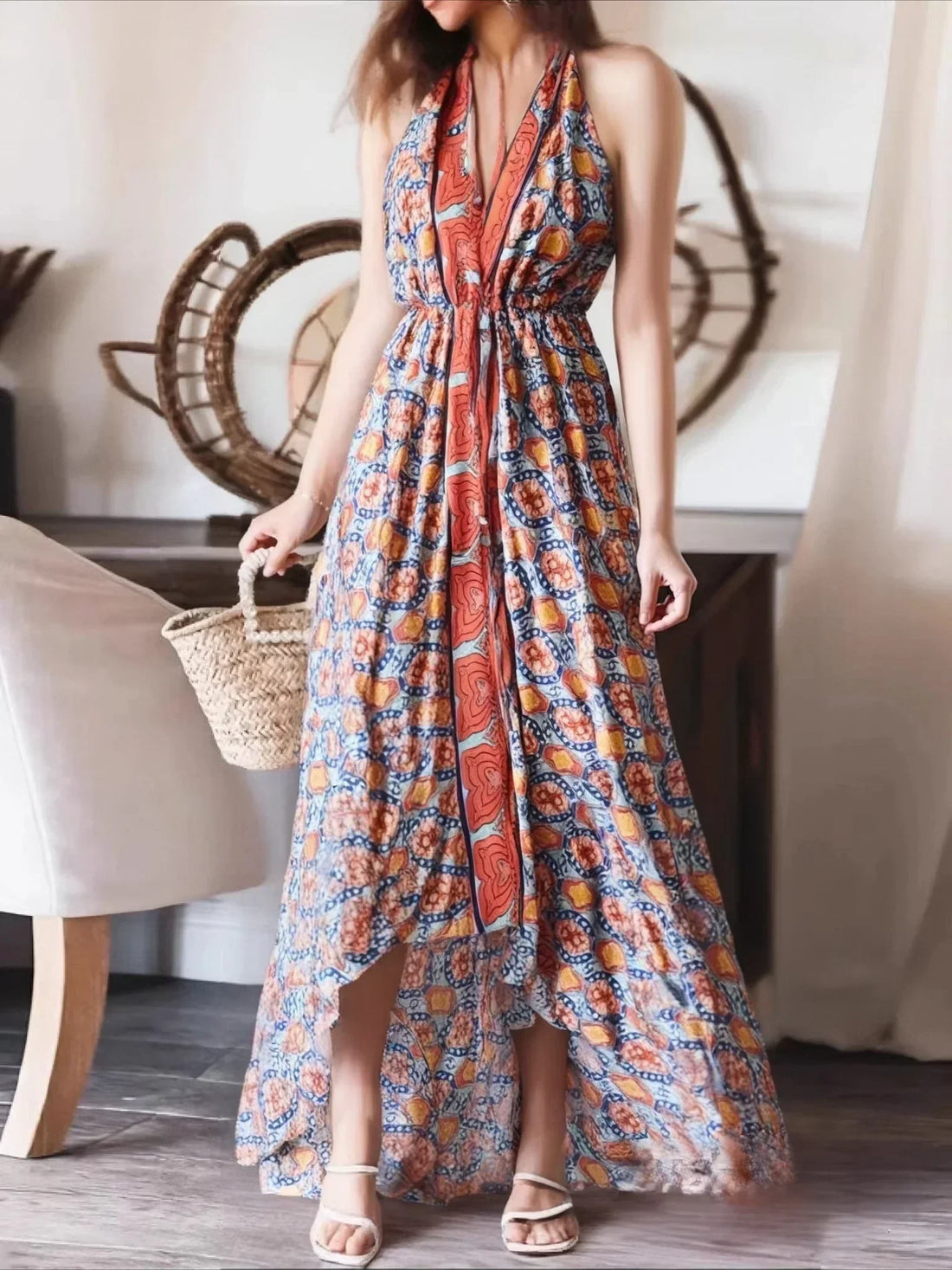 Blue Daze Boho Floral Maxi Dress
